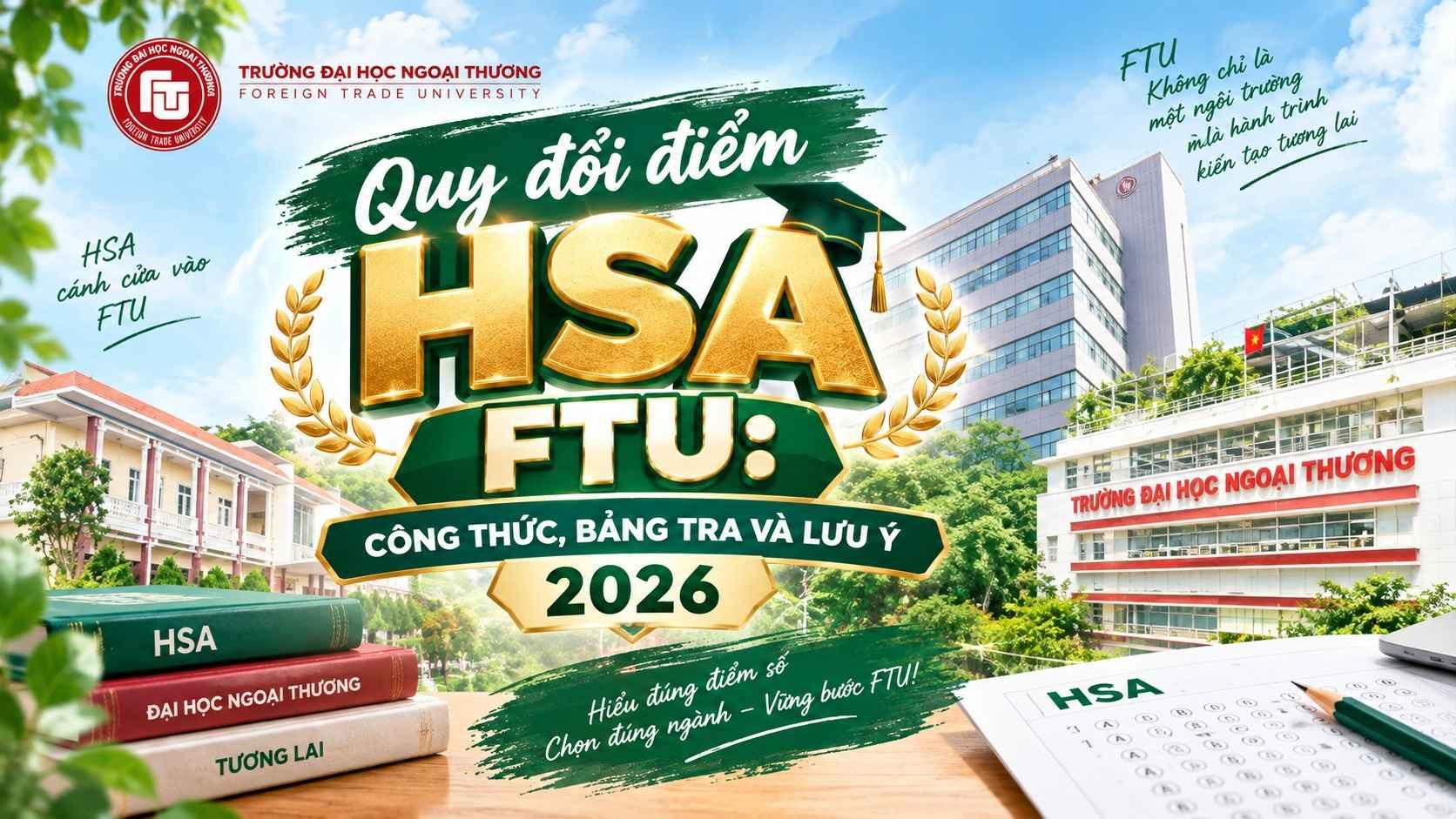 Quy đổi điểm HSA FTU: công thức, bảng tra và lưu ý 2026