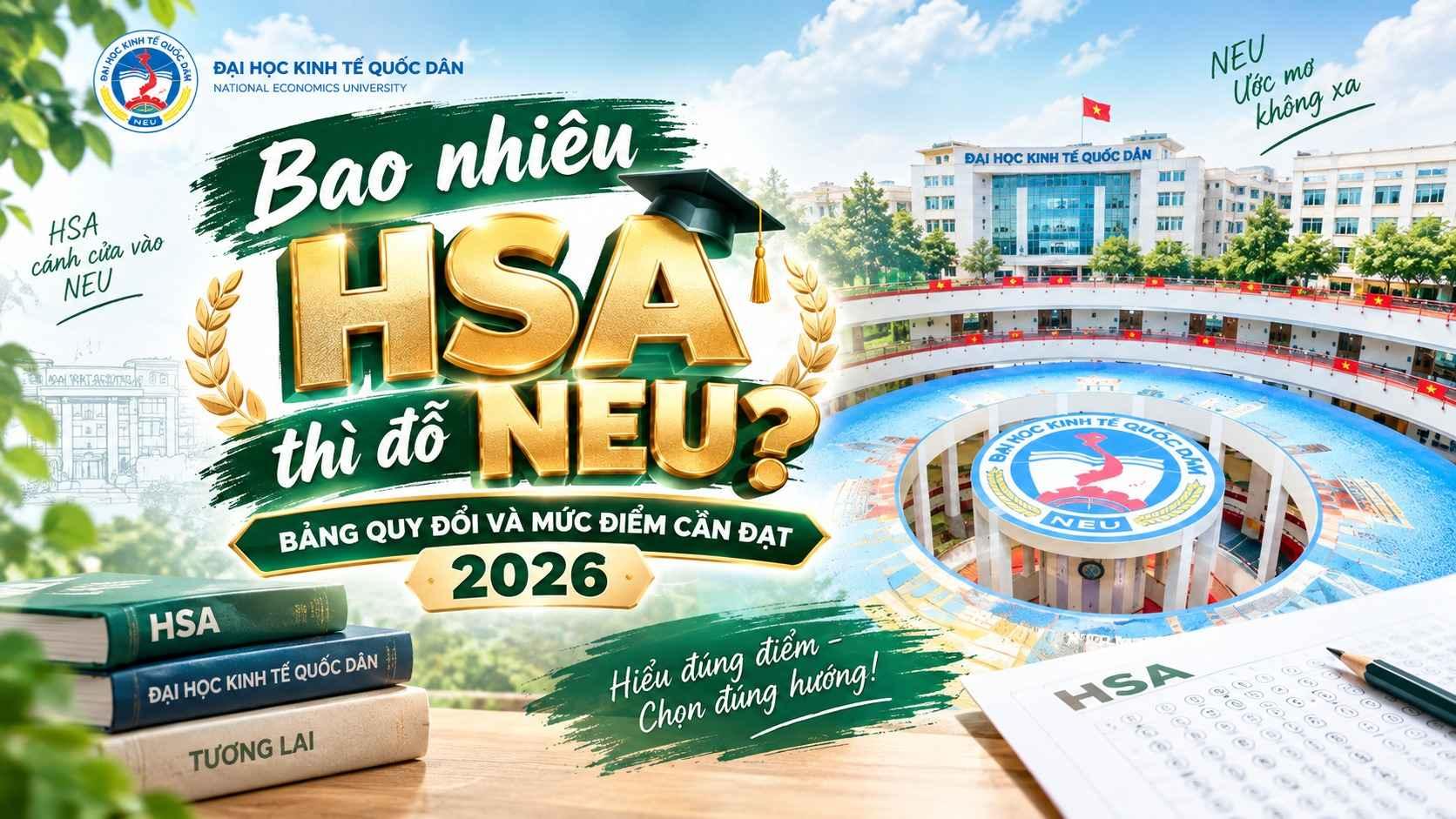 Bao nhiêu HSA thì đỗ NEU? Bảng quy đổi và mức điểm cần đạt 2026